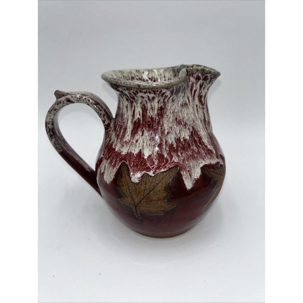 Alewine Pottery 2008 Signed Leaf Pitcher 6" Tall One (1) Quart Smokey Mountains